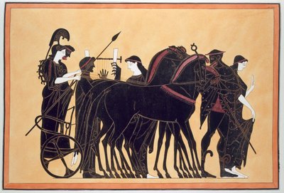 منيرفا في عربة حرب مع الحاضرين ، نشرت 1808-10 بواسطة المدرسة الفرنسية