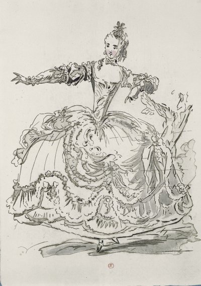 ملكة جمال Puvigne مثل تمثال المعيشة ، في Pigmalion ، libretto بواسطة Lamotte ، ألحان جان فيليب رامو (1683-1764) 1748 (نقش الألوان) بواسطة المدرسة الفرنسية