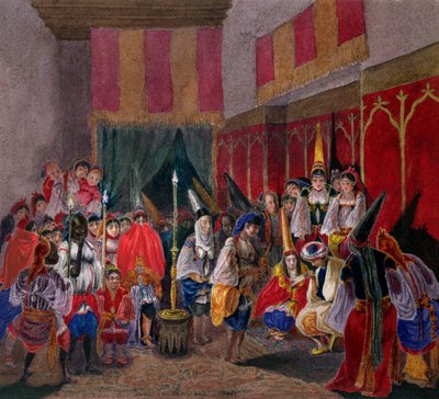 عرس مغاربي في الجزائر ، 1840-45 (مرحاض على ورق) بواسطة المدرسة الفرنسية