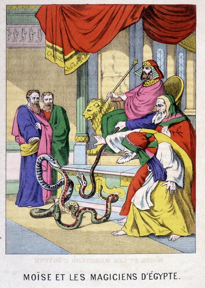 Moses and the magicians of Egypt - in “” Life of Moses””, ed. Olivier Pinot, Epinal, late 19th century بواسطة المدرسة الفرنسية