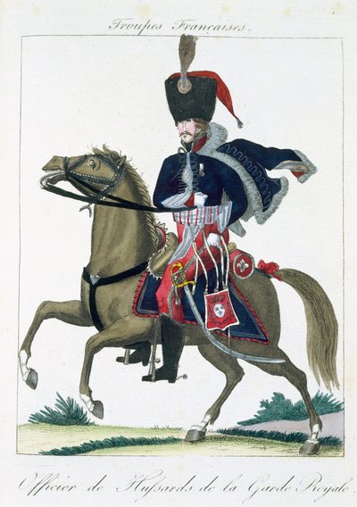 ضابط مركب على فرسان الحرس الملكي من فرقة الفرانسيس ، حانة. شي باسيت ، باريس ، 1790 بواسطة المدرسة الفرنسية