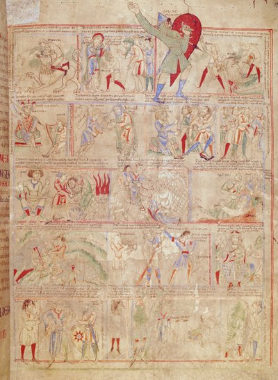 Ms.1215 t.3 فل. ١٣ و مشاهد من حياة داود ، من الكتاب المقدس لإتيان هاردينج بواسطة French School