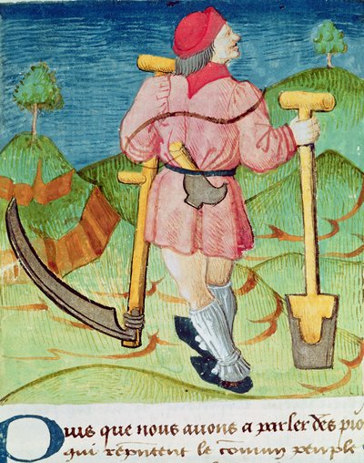 Ms.3066 fol.39v العامل ، من Le Livre des echecs الأخلاق ، بقلم جاك دي سيسولز بواسطة المدرسة الفرنسية