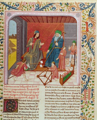 Ms.Fr.218 العصور الست للإنسان من Des Proprietez des Choses بواسطة Bartholomeus Anglicus بواسطة المدرسة الفرنسية