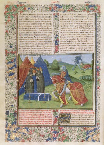 السيدة 115 f.425v لانسلوت تقتل السير أجرافين (الرق) بواسطة المدرسة الفرنسية