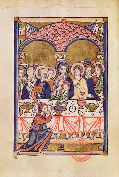 Ms 1273 fol.12v العشاء الأخير من مزمور بواسطة المدرسة الفرنسية