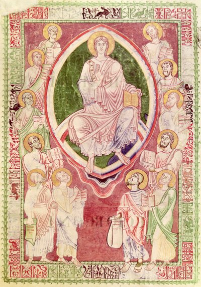 السيدة 132 صفحة 2 و المسيح مع الأنبياء الاثني عشر الصغار ، من Explanatio in Prophetas et Ecclesiasten بواسطة St. Jerome ، من Citeaux Abbey بواسطة المدرسة الفرنسية