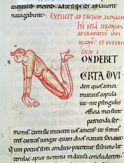 السيدة 154 fol.137v N الأولي التأريخي ، من رسائل القديس جيروم بواسطة المدرسة الفرنسية
