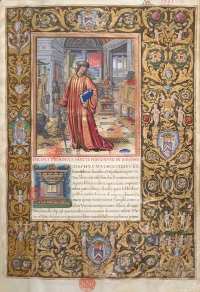 السيدة 1581 و. 001 فلافيوس جوزيفوس في دراسته ، رسم توضيحي لمقدمة آثار اليهود (Antiquitates Judaicae) بقلم فلافيوس جوزيفوس ، c.1503 بواسطة المدرسة الفرنسية