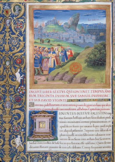 السيدة 1581 و. 108v رسم توضيحي من الكتاب السادس (من وفاة إيلي إلى موت شاول) ، الفصل الأول من آثار اليهود (Antiquitates Judaicae) بواسطة فلافيوس جوزيفوس - الدمار الذي بواسطة المدرسة الفرنسية