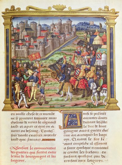 السيدة 18 fol.36r الحرب بين تشارلز بولد ، دوق بورغوندي ولييج في 1467-68 ، من مذكرات فيليب كومينز (1445-1509) بواسطة المدرسة الفرنسية