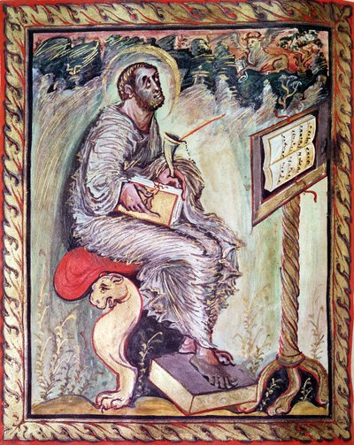 السيدة 1 fol.90v سانت لوقا ، من أناجيل إيبو ، c.816-835 بواسطة المدرسة الفرنسية