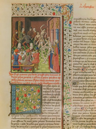 السيدة 246 fol.151r مؤقت ومحطة ، من الترجمة الفرنسية لـ De Civitate Dei بواسطة القديس أوغسطين من فرس النهر (354-430) بواسطة المدرسة الفرنسية