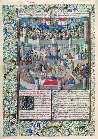 السيدة 246 fol.3v الرذائل والفضائل على الأرض ، من De Civitate Dei بواسطة القديس أوغسطين من فرس النهر (354-430) بواسطة المدرسة الفرنسية