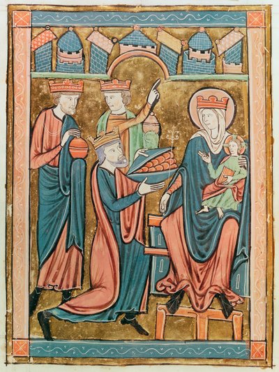 السيدة 3016 fol.9v عشق المجوس ، من Psautier a lUsage de Paris بواسطة المدرسة الفرنسية