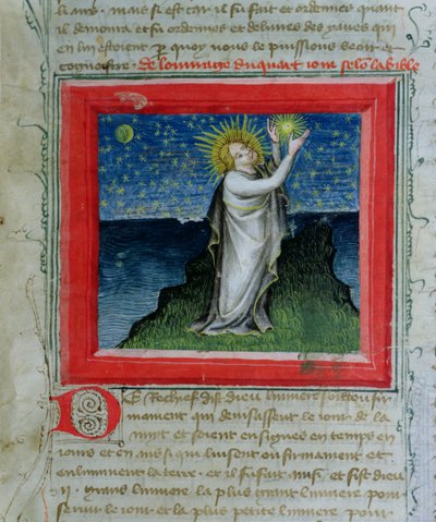 السيدة 313 الله يخلق النجوم ، من الكتاب المقدس des Grands Augustins ، 1494 بواسطة المدرسة الفرنسية