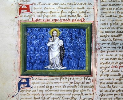 Ms 313 الله محاط بالملائكة ، من الكتاب المقدس des Grands Augustins بواسطة المدرسة الفرنسية