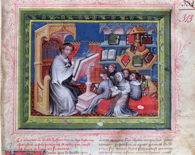 السيدة 313 مشهد المدرسة ، من الكتاب المقدس des Grands Augustins ، 1494 بواسطة المدرسة الفرنسية