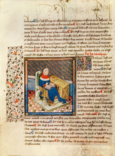 السيدة 316 fol.3 فيلسوف على مكتبه ، من Les Dits Moraux des Philosophes بواسطة المدرسة الفرنسية