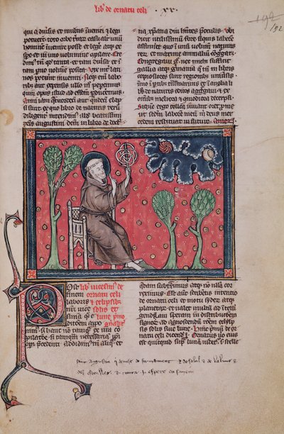 السيدة 320 Fol.192 The Heavens ، من De Natura rerum بقلم توماس فان كانتيمبري (1201-72) بواسطة المدرسة الفرنسية