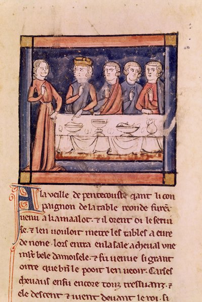 السيدة 3347 fol.214 عشية عيد العنصرة ... من ليفر دي ميسيري لانسلوت دو لاك بواسطة المدرسة الفرنسية