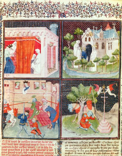 Ms 3479 fol.1 قصة لانسلوت والبحث عن الكأس المقدسة ، من ليفر دي ميسيري لانسلوت دو لاك (انظر أيضًا 178930) بواسطة المدرسة الفرنسية