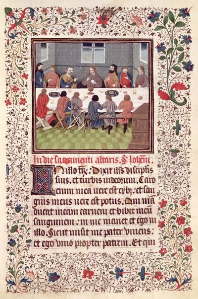 Ms 370 fol.184 العشاء الأخير بواسطة المدرسة الفرنسية