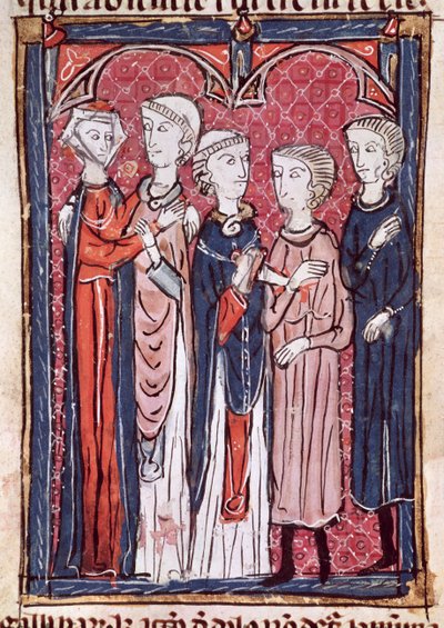 Ms 372 fol.141 خطوبة ، من ديكريتس دي جراتين بواسطة المدرسة الفرنسية
