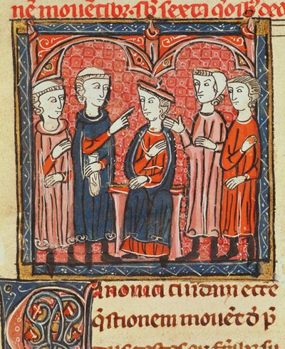 Ms 372 fol.1v التنظيم النقدي ، من Decrets de Gratien بواسطة المدرسة الفرنسية