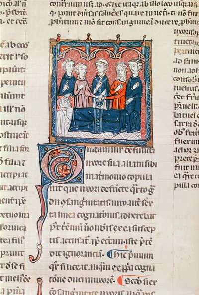 Ms 372 fol.243 زواج أرمل من ديكراتس دي جراتين بواسطة المدرسة الفرنسية