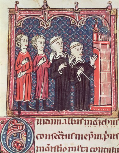 Ms 372 fol.47v تأسيس دير من ديكراتس دي غراتين بواسطة المدرسة الفرنسية