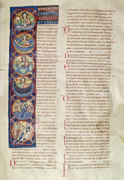 Ms 3 fol.4 الأيام الستة من الخلق ، من الكتاب المقدس للقديس سولبيسوس بورجيه بواسطة المدرسة الفرنسية