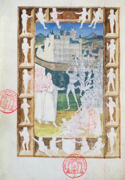 السيدة 473 مذبحة الأبرياء ، منمنمة غير مكتملة من Heures de Charles de France ، c.1466-69 بواسطة المدرسة الفرنسية