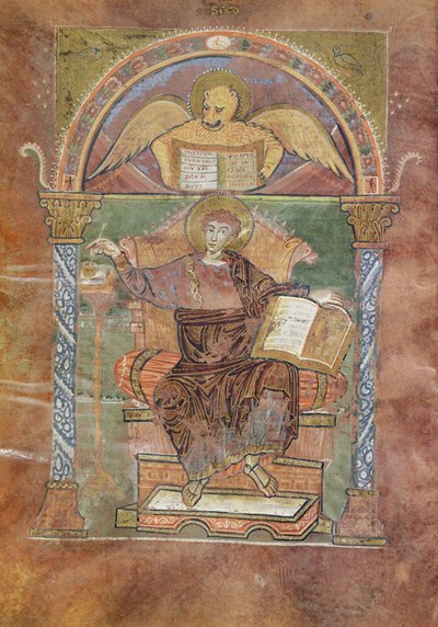 السيدة 4 fol.66v القديس مرقس ، من إنجيل القديس ريكوير ، c.800 بواسطة المدرسة الفرنسية