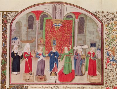 السيدة 927 Fol.17v الفضائل اللاهوتية والكاردينالية ، من الأخلاق والسياسة والاقتصاد بقلم أرسطو (384-322 قبل الميلاد) بواسطة المدرسة الفرنسية