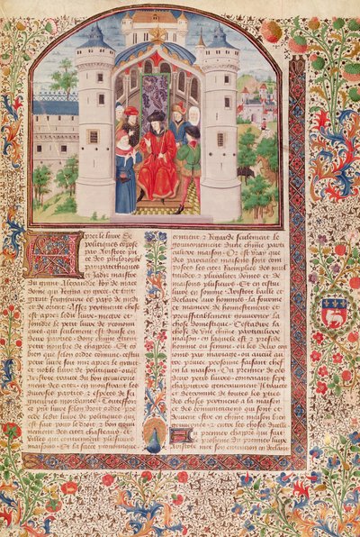 السيدة 927 Fol.426 عرض للاقتصاد من الأخلاق والسياسة والاقتصاد بواسطة أرسطو (384-322 قبل الميلاد) (لمزيد من التفاصيل انظر أيضًا 165171) بواسطة المدرسة الفرنسية