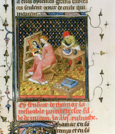 السيدة Fr 12420 fol.86r قصة Thamyris ، من `` De Claris Mulieribus ، من أعمال Giovanni Boccaccio بواسطة المدرسة الفرنسية