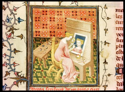 السيدة Fr 124220 fol.101v St. Marcia (d.632) رسم صورة شخصية ، من De Claris Mulieribus ، من the ، بقلم جيوفاني بوكاتشيو (1313-75) بواسطة المدرسة الفرنسية