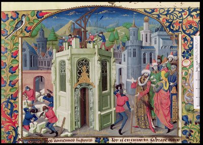 السيدة 2629 ص. 17 السلطان عمر يشرع في إعادة بناء معبد القدس ، من هيستوار دي لا فتح القدس بقلم ويليام صور (حوالي 1130-85) ج. بواسطة المدرسة الفرنسية