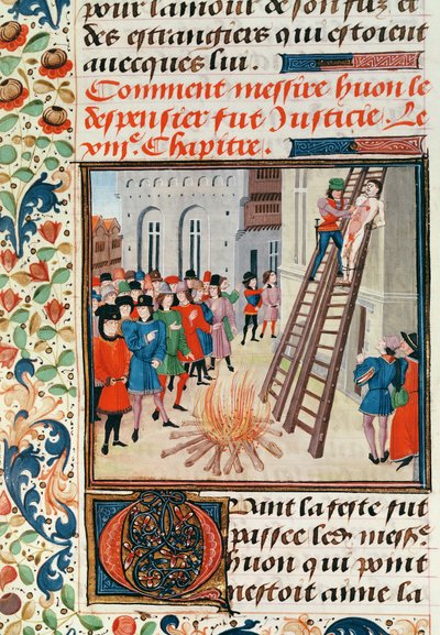 السيدة Fr 2643 fol.11 إعدام هيو ديسبنسر ، من مجلة Froissarts Chronicle بواسطة المدرسة الفرنسية