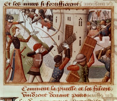 السيدة Fr 5054 f.66v حصار باريس ، أكتوبر 1428 ، "Les Vigiles de Charles VII" بواسطة المدرسة الفرنسية