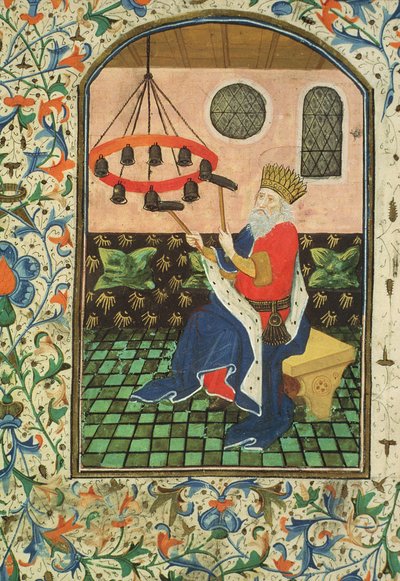 Ms Gen 288 f.183v King and music، c.1460 بواسطة المدرسة الفرنسية
