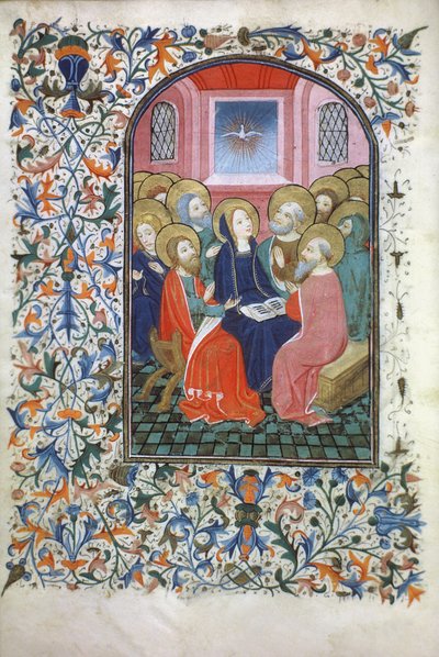 السيدة الجنرال 288 f.23v عيد العنصرة ، ج .1460 بواسطة المدرسة الفرنسية