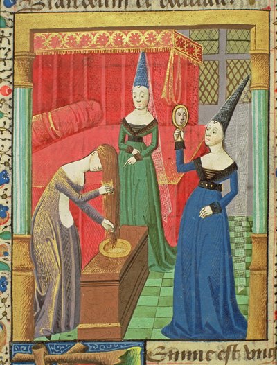 السيدة Hunter 208 f.48v بالباطل الأنثوي ، من سقوط الأمراء ، بقلم جيوفاني بوكاتشيو (1313-75) 1472 بواسطة المدرسة الفرنسية