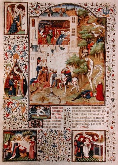 السيدة لات 17294 وفاة القديس إدوارد المعترف (1003-66) من كتاب الادعيه لدوق بيدفورد ، حوالي 1424-1435 (ورق) بواسطة المدرسة الفرنسية