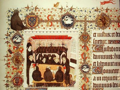 السيدة لات 919 حداد الدوقة ، بمعاطف الأسلحة وتفاصيل الحيوانات ، من Grandes Heures de Duc de Berry بواسطة المدرسة الفرنسية