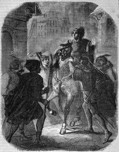 مقتل لويس الأول دي فالوا ، دوق أورليانز (1372-1407) في أولد رو دو تيمبل بواسطة جان سانس ببير - في هيستوار دو فرانس "" بقلم L.-P. Anquetil بواسطة المدرسة الفرنسية
