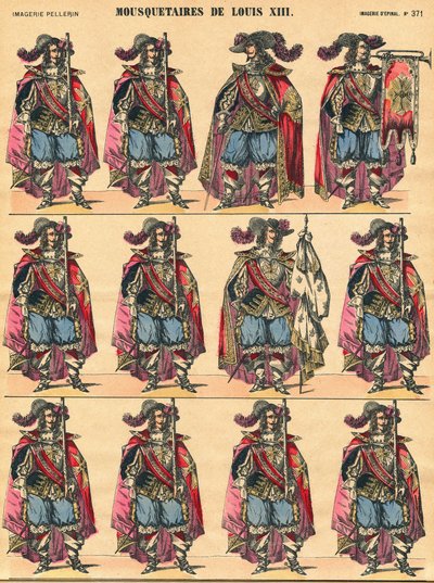 Musketeers of Louis XIII, descriptive plate. Imaging of Epinal بواسطة المدرسة الفرنسية
