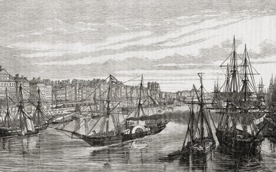نانت ، فرنسا ، في القرن الثامن عشر ، من "تاريخ الثورة الفرنسية" بواسطة لويس بلانك (1811-1882) نقشها تشارلز موراند (fl.1863-81) 1847-62 بواسطة المدرسة الفرنسية