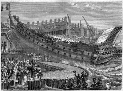 نابليون (1769-1821) وماري لويز (1791-1847) في حفل إطلاق "ذا فريدلاند" في أنتويرب ، 2 مايو 1810 - "الإمبراطور نابليون الأول (1769-1821) والإمبيراتريس ، محاطًا بالملك والملكة ويستفاليا يحضر إطلاق السفينة ذات الثمانين بندقية "" بواسطة المدرسة الفرنسية
